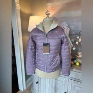 North Face Puffer Jacket (purple; sherpa)